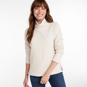 L.L. Bean Women's Cream Fleece Cabincore Sherpa Turtleneck Sweater Size Small​